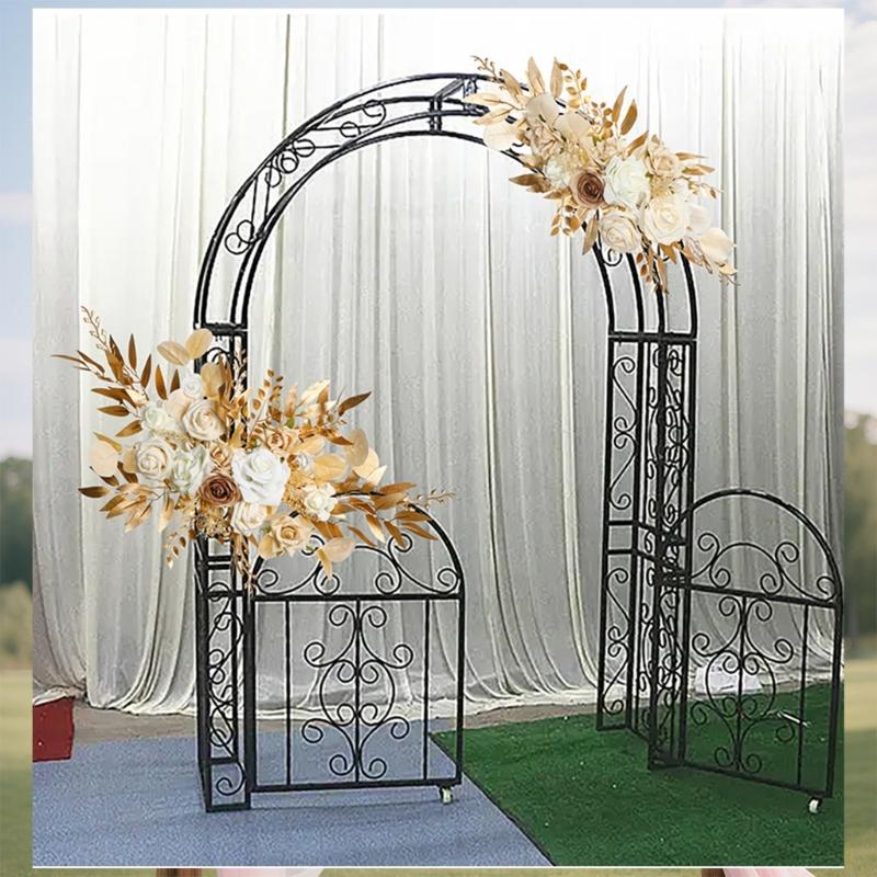 Elegant Wedding Floral Arch Arrangement Reusable Polyester Fabric Plastic Frame Easy Assembly Celebration Decoration