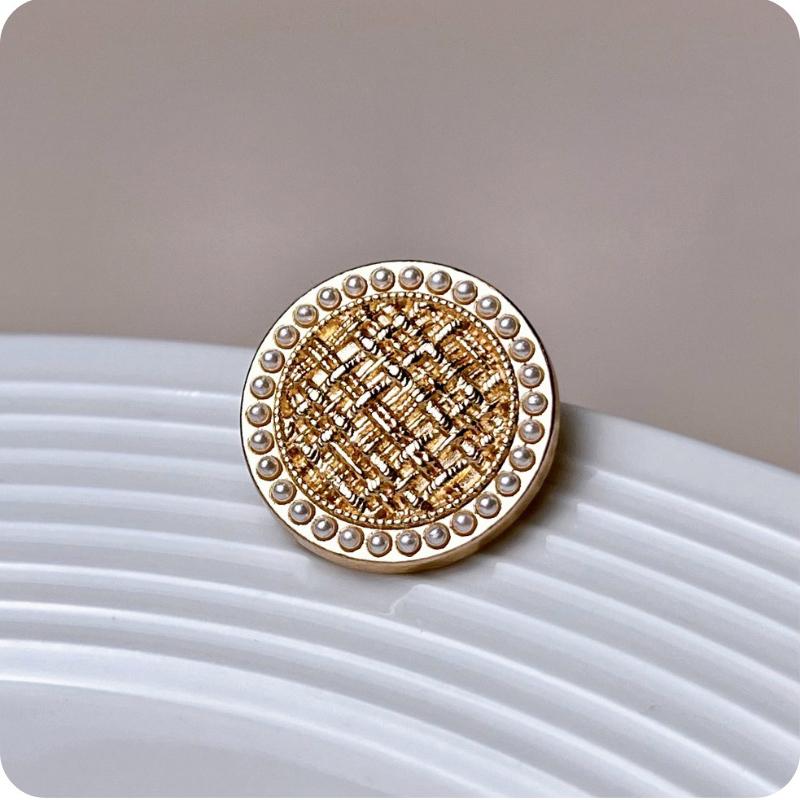 

10pcs Metal Rotundity Button Sewing Clothing Bag Plaid Button Inlaid Pearl Decorative High-Grade Button DIY Craft Accessories Width 18MM