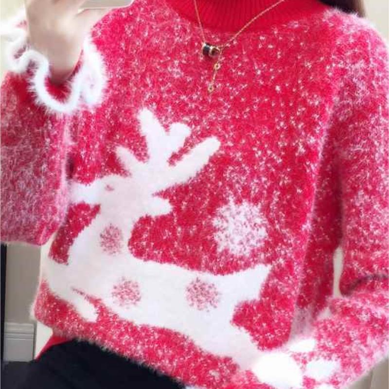 

Пуловер Толстый Вязаный Рождественский Свитер 3XL красный