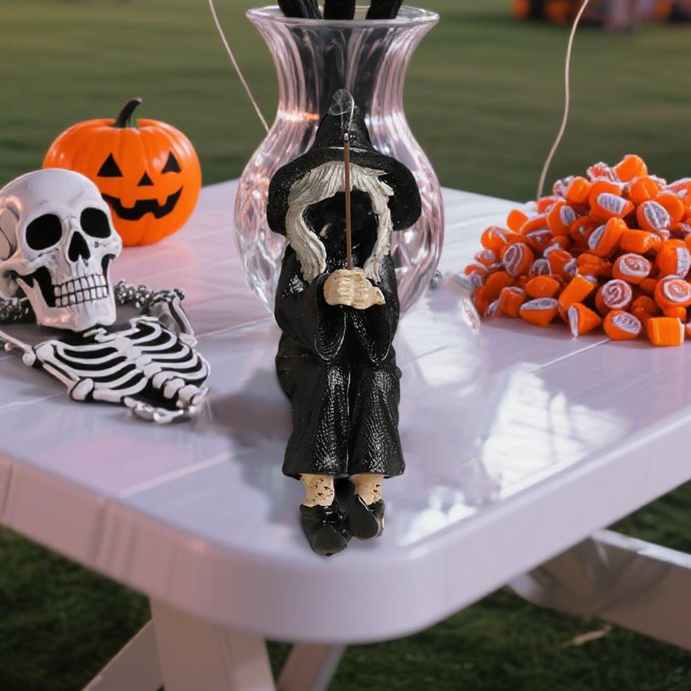 Halloween Witch Decor with Effect Enchanting Witch Statue Incense Burner Figurine Set for Home Decor Halloween for Kitchen