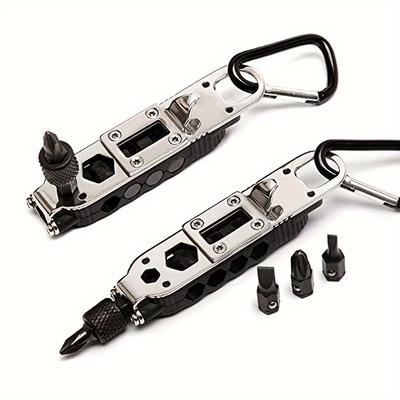 Ultimate Multitool Keychain - Compact Pocket Screwdriver Set Bottle Opener Led Flashlight For Camping Fishing & Hiking - Durable Steel Construction