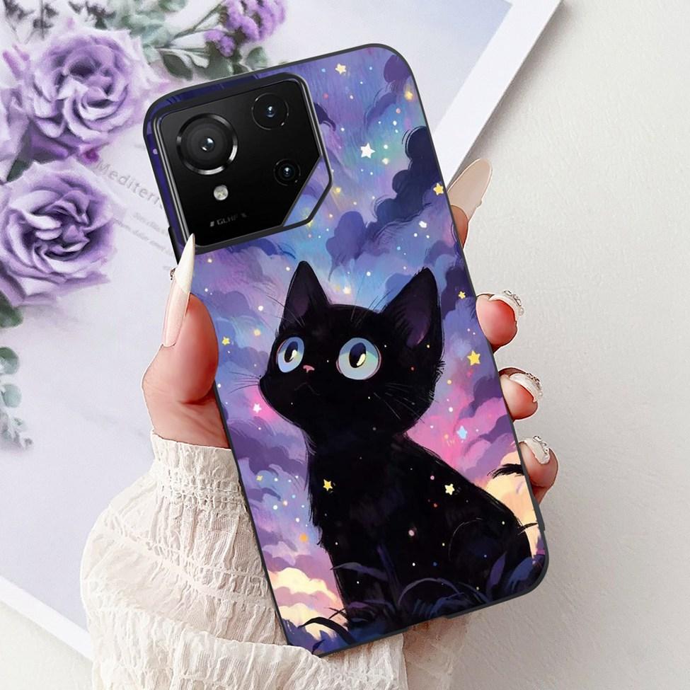 For Asus ROG Phone 9 Pro Back Cover For Asus ROG Phone 9 Case Silicone Cute Cat Luxury Love Funny Painted Shockproof Bumper