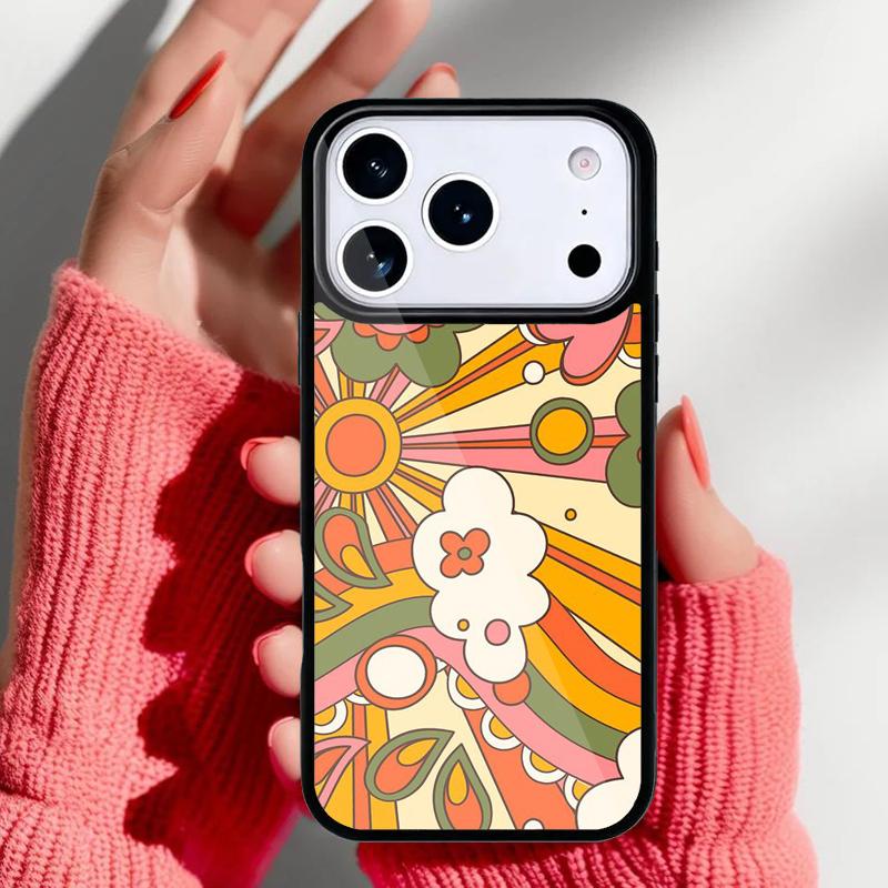 

70s hippie Psychedelic floral flowers soft Phone Case for iPhone 17 16 15 14 13 Pro Max Back Cover for 12 11 Pro Coque iPhone 13 Pro Max