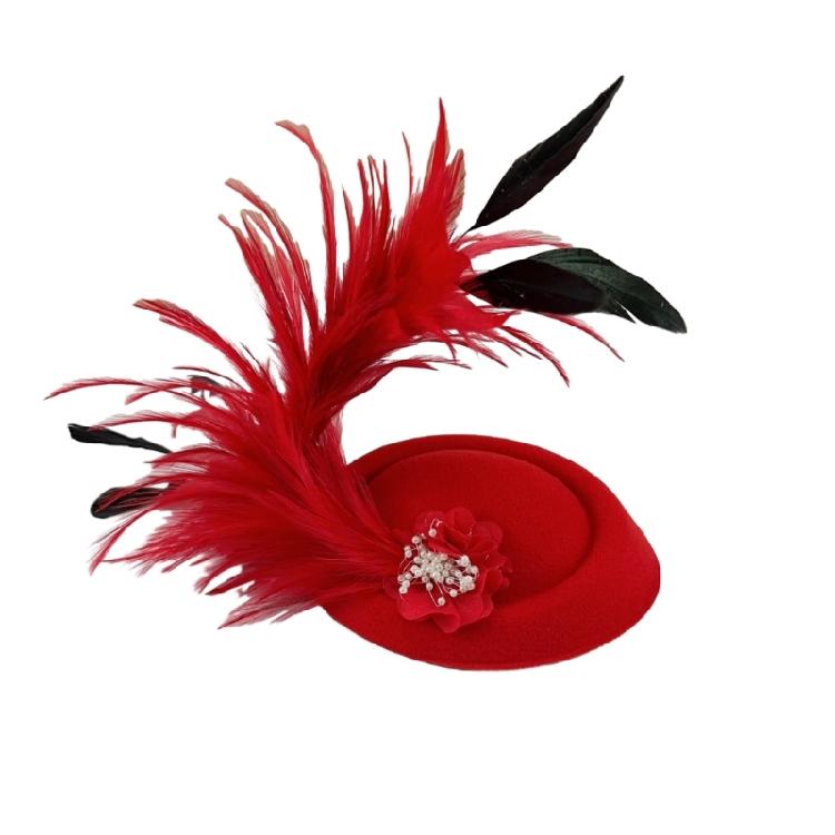1920s Medieval Hairpin Feather Felt Hat Prom Party Hair Clip Headband Anti-Slip