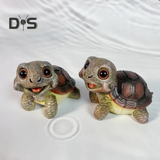 Turtle Statue Garden Mini Figurine Waterproof UV Resistant Mini Size Adorable Turtle Shaped Animal Statue Yard Ornament