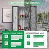 YODOLLA Tall Outdoor Garden Storage Cabinet with 3 Adjustable Shelves, Weatherproof Metal Cupboard for Garage Patio - Dark Grey