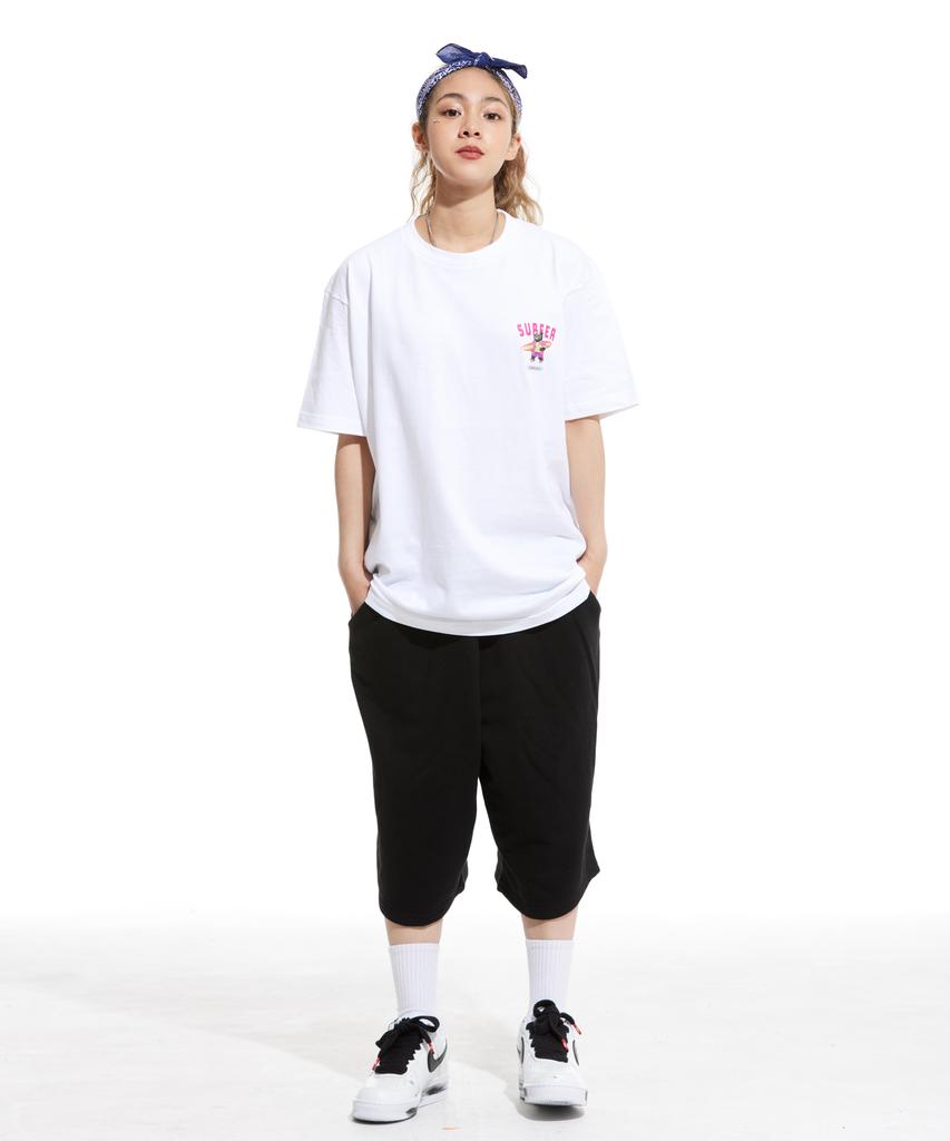 CREAM SODA LAB Lab Gray Surfer Small Logo Short Sleeve T-Shirt White Pink