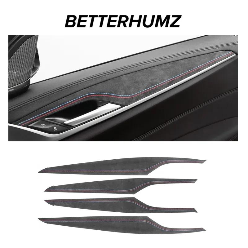Betterhumz For BMW G30 G38 Series 5 2018- Made of Alcantara Auto Door Window Trim Strip Stickers Car Interior Tuning Accessories