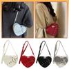 Vintage Y2K Small Chain Rivet Shoulder Bag Heart Shaped Purse Handbag Red PU Leather Gothic Tote Bag Fashion Women Crossbody Bag