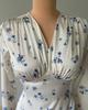 2025 Spring High-End French V-Neck Satin Print Swing Dress