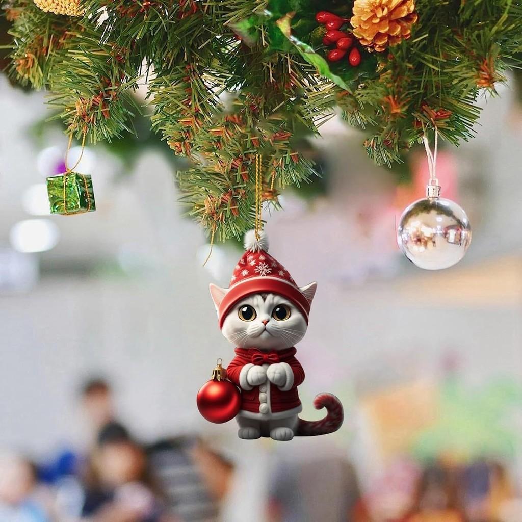 Cartoon Gift Cute With Cat Pattern Acrylic Pendant For Decoration Christmas