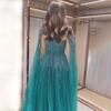 Green flying sleeves fishtail high-end elegant evening dress performance host banquet dress dress LA11911