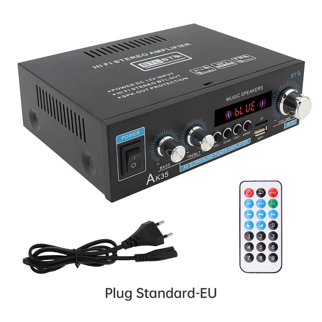 Bass & Treble Control Audio Power Amplifier,AK35 2 Channel Stereo Power Digital Audio Power Amplifier for Car / Home with USB/SD AUX Input