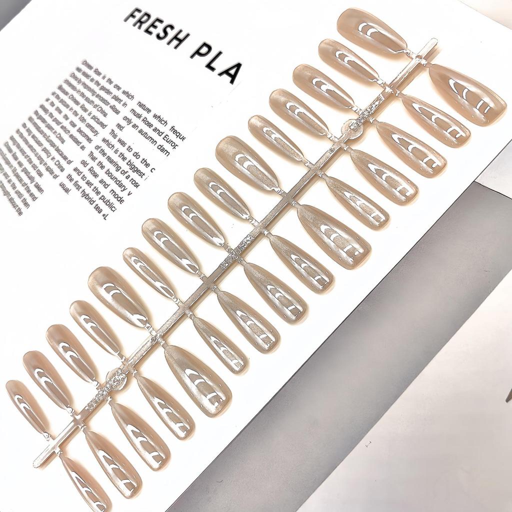 Aurora Cat-Eye Gradient Blush Electroplated Nail Tips