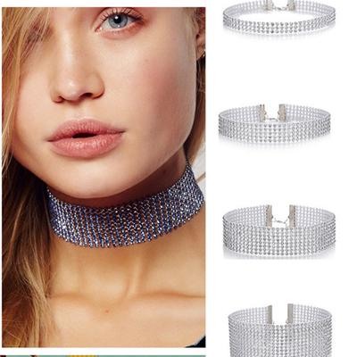 Fashion Colorful Full Diamond Crystal Rhinestone Choker Collar Chain Necklace Luxury Women Wedding Jewelry Girls