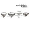 SHIXIN 4pcs/set Gothic Moth Skull Adjustable Open Ring for Women Punk Silver Color Butterfly Knuckle Ring Halloween Jewelry 2026