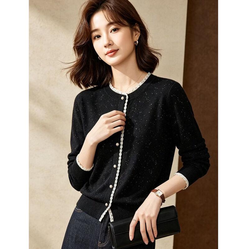 D.F.DEAR Elegant Crew Neck Knit Cardigan