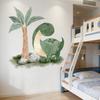 Cute Dinosaur Wall Sticker Cartoon Dino Tropical Palm Tree Wall Decals Peel And Stick Dino Wall Art for Kids Boys Nursery Bedroom Playroom Classroom