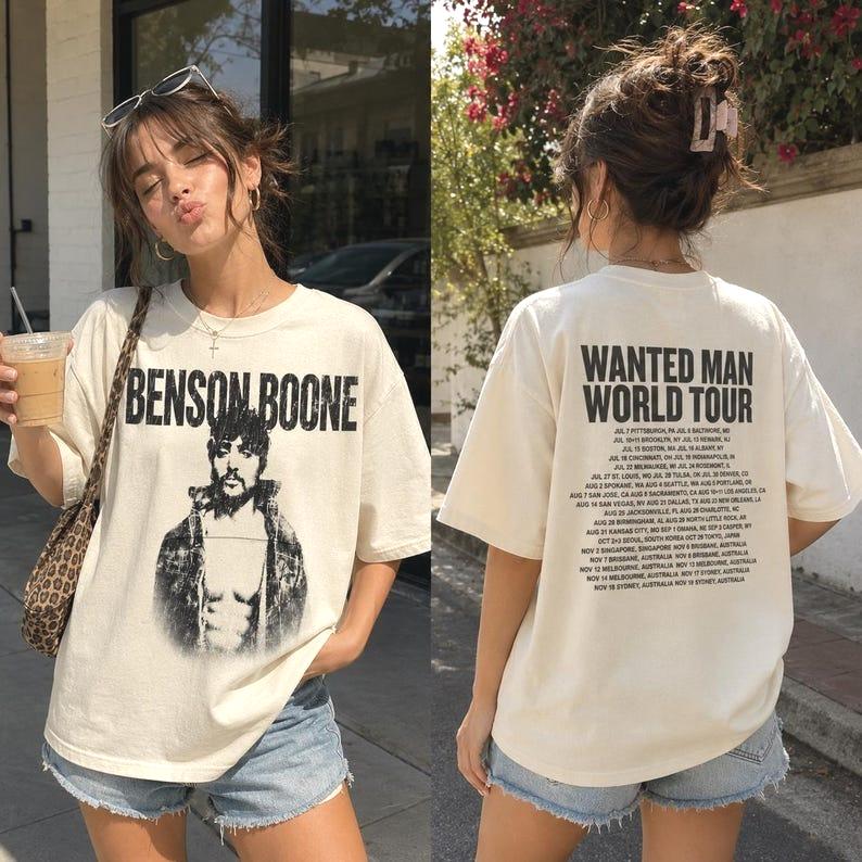 Summer Hot Sale Benson Wanted Man Tour 2026 Shirt Men Women Harajuku Hip Hop Punk Round T-shirt Print Crew Neck Short Sleeve Casual T Shirt