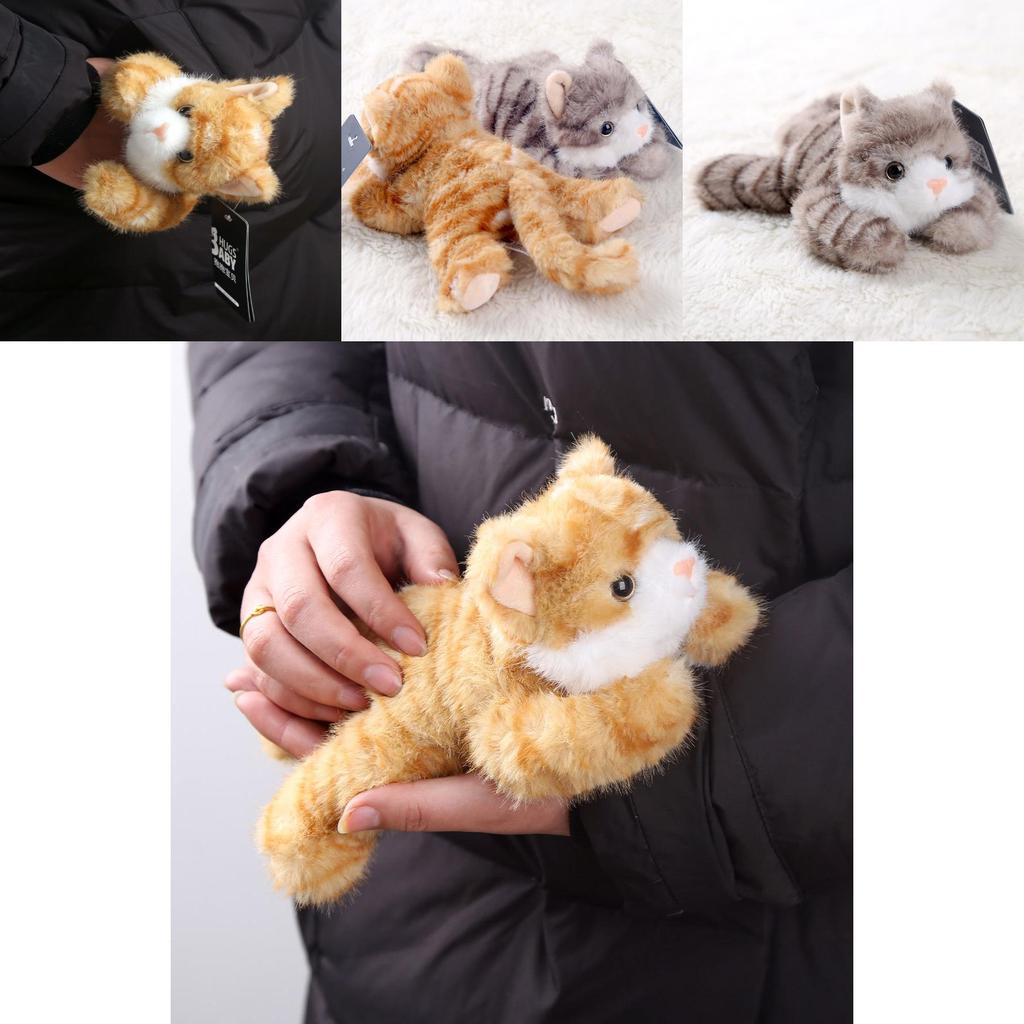 Peluche a forma di gatto strisce cartone animato accovacciato, bambola giocattolo per bambini e regalo