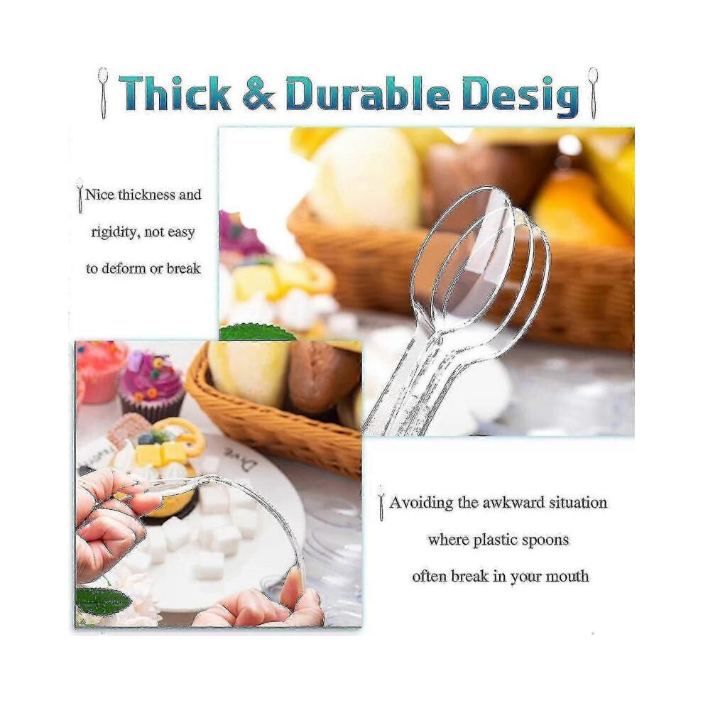 600 Pcs Clear Plastic Spoons 6.7 Inch Heavy Duty Soup Spoons Plastic Utensils Disposable