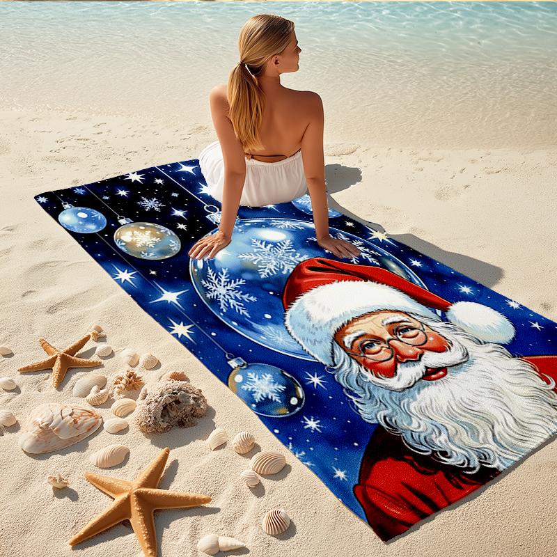 1Pc Santa Claus Christmas Night Beach Towel Quick Dry Multiuse For Beach Pool Gym Yoga Home Travel Christmas Halloween Xmas Gift S1132