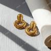 Elegant Geometric Heart Stainless Steel Earrings for Women - Exquisite Retro Fashion Jewelry
