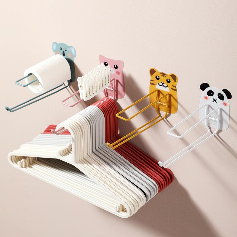Cartoon Hanger Storage Rack Hook For Clip Free Punching Wall-Mounted Racks Multifunctional Balcony Organizer Storage Rack