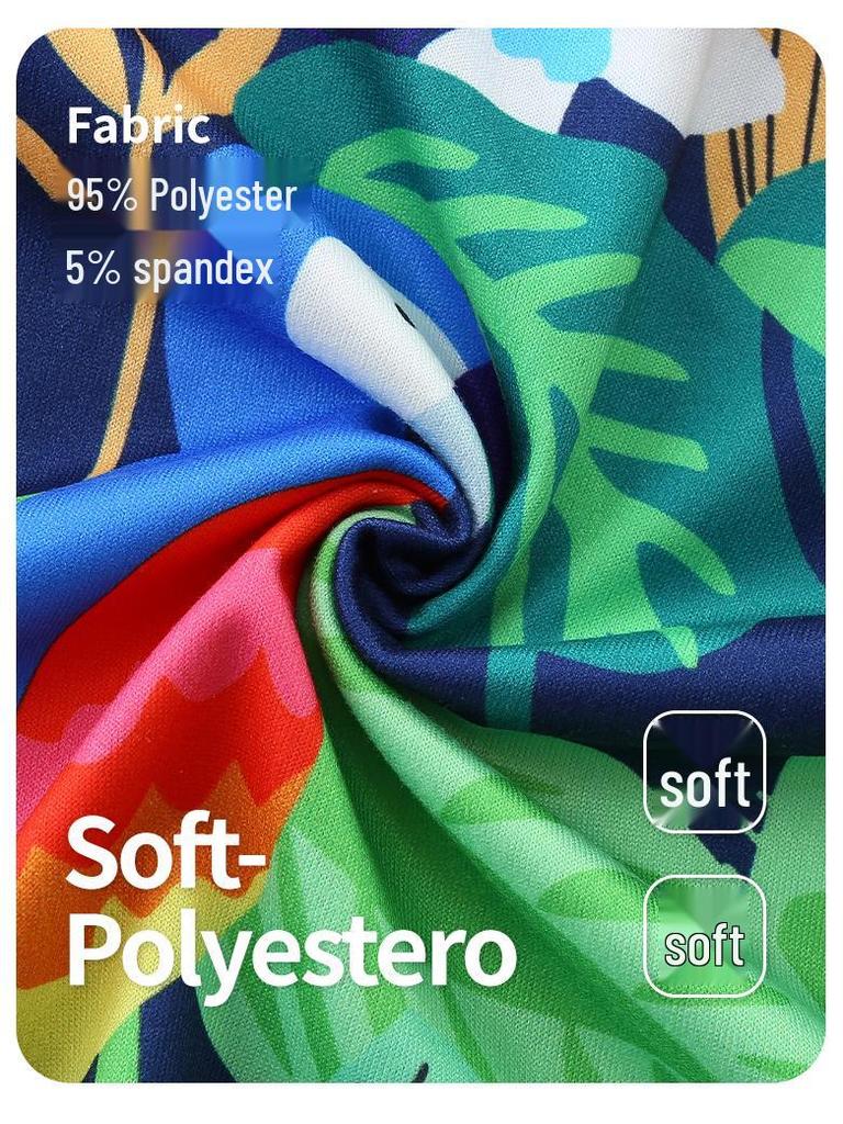 Dziewczęca sukienka księżniczki w stylu europejskim i amerykańskim z kwiatowym wzorem – krótki rękaw, okrągły dekolt, modna na lato