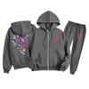 Children's Fashion  Long Sleeve Zipper Hooded Sweatshirt Sweatpants Solid Color Pocket Sweatshirt Set