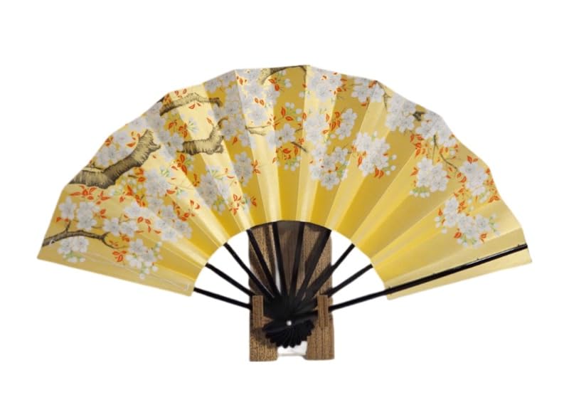 decorative Mount Blossom with fan in a <Kyoto Fan> Double-sided fan Fuji/Cherry design, stand, box.