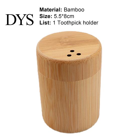 Toothpick Dispenser Storage Box Portable Dustproof Bamboo Large Capacity Round Tooth Pick Holder for Hotel
