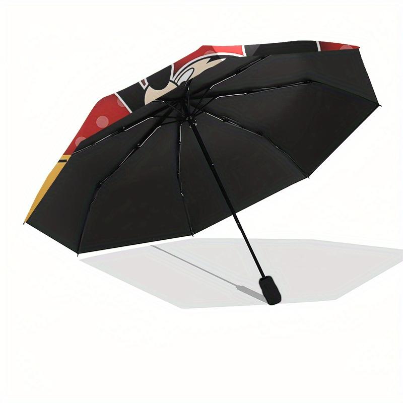1 Auto Open Mickey Mouse, Cartoon Character Themed Colorful 8-rib Portable Umbrella for Men and Women, A Compact Commuting Companion Suitabl
