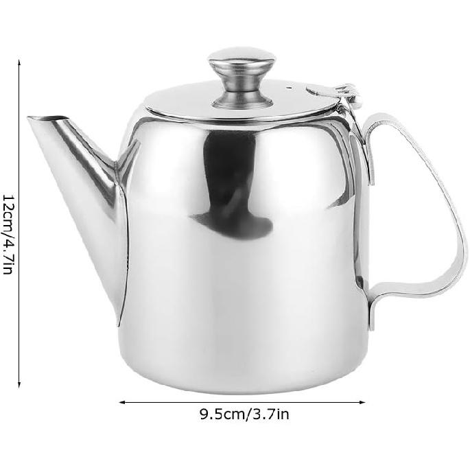 20oz or 32oz Stainless Steel Tea Pot, Silver Teapot Coffee Kettle Short Spou for Coffee, Tea, Beverages, Fruit Herbal (20 Ounces (about 500ML))