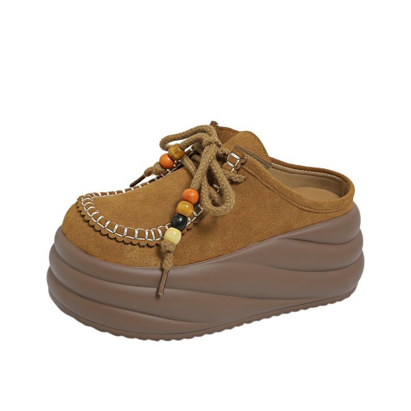 New fashion casual bag head half drag women platform outside wear lazy single shoes niche