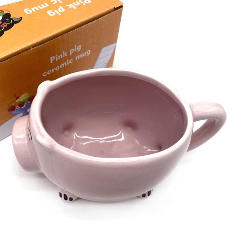 Cute Pig Ceramic Cup Pink Comfortable Grasp Smooth Mouth Lovely Shape For Coffee Tea Milk Beverage Water
