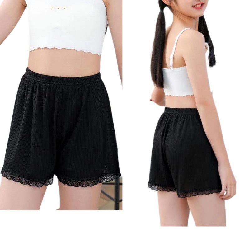 Girls' Ice Silk Anti-Exposure Summer Shorts - Lightweight Boxer Briefs for Kids