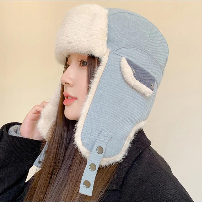 Bomber Hat Thick Warm Winter Hats for Men Women Unisex Windproof Riding Trapper Earflap Cap Male Female Russian Fur Hats