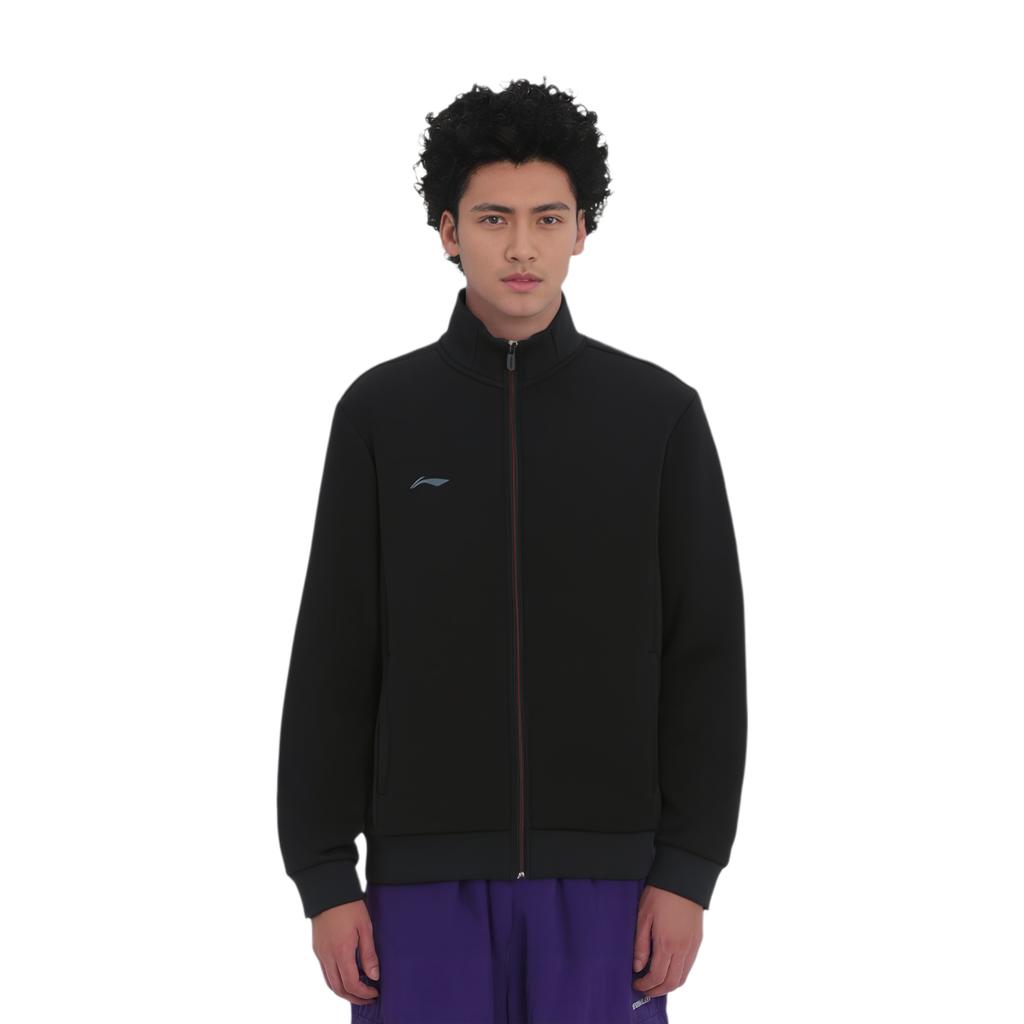 Li-Ning Felpa con cappuccio casual a tinta unita con logo da uomo con zip Nera AWDSF15-1