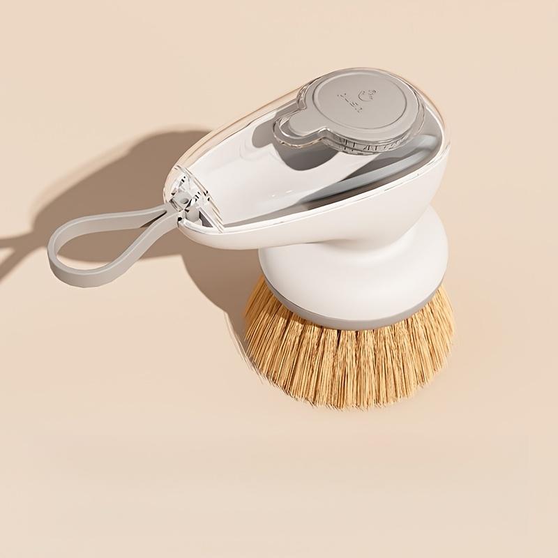 

1 шт. Эргономичная щетка для мытья посуды с многоразовым дозатором мыла, щетина из натурального сизаля, идеально подходит для сковород с антипригарным покрытием, чугунных сковород