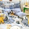 Dormitory Cartoon Printing Three-piece Set, Small Fresh Bed Sheet Quilt Cover, Skin-friendly Four-piece Set