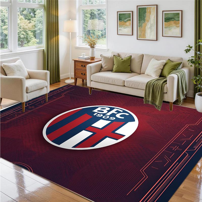 Bologna FC Design Crystal Velvet Rug Soft Decorative Mat for Bedroom Entrance