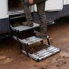 RV Steps, 3-Step, 200 kg Load Capacity, Manual Retractable RV Stairs, Telescopic Folding Aluminum Alloy Camper Steps, Steel Frame Non-Slip Entry