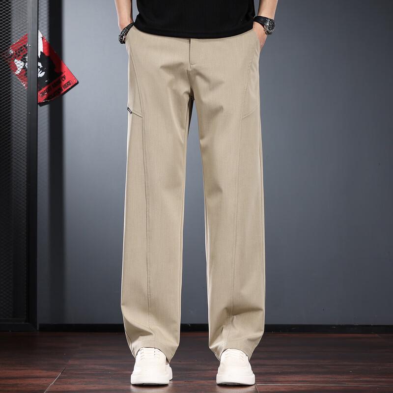 Jieleinuo Men's Modal Blend Relaxed Straight-Leg Casual Pants