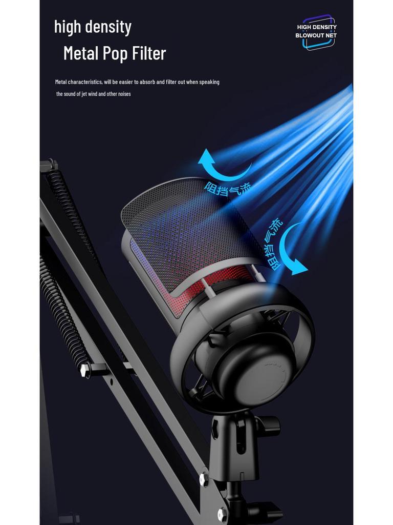 ME6S RGB Gaming USB Microphone Set with Pop Filter and Boom Arm