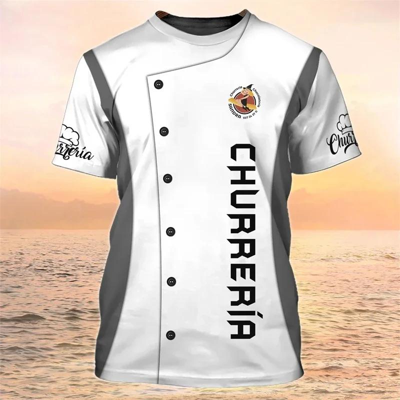 Summer 3D Graphic T-shirt for Men and Women, Breathable and Quick-drying Kitchen Uniform, Baker's Pastry Fun Top