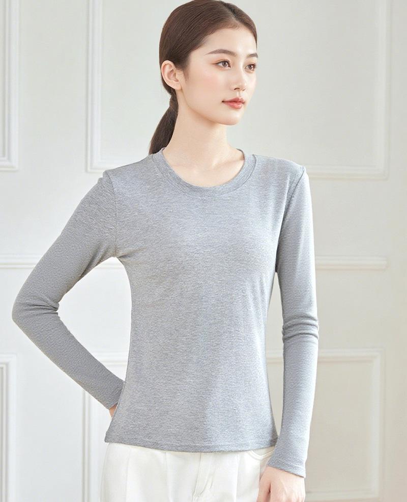 

Women s Tencel Round Neck Long Sleeve Slimming Base Layer Top - 2025 Autumn/Winter Collection 2XL сірий колір