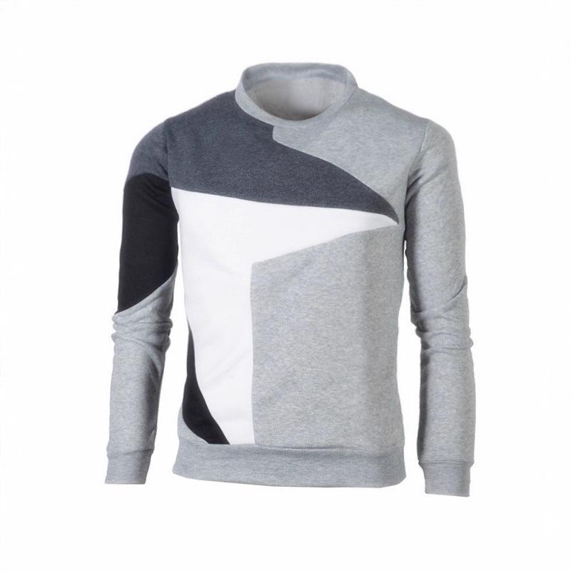 Men's Patchwork Color Block Long Sleeve Fleece Sweatshirt
