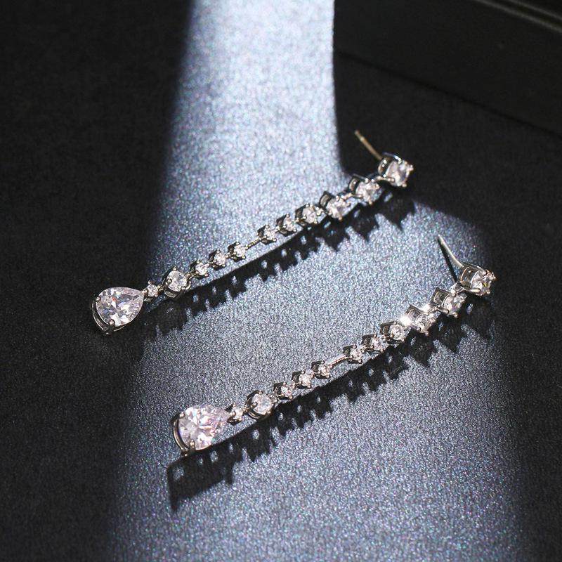

Elegant Long Teardrop Zircon Earrings for Weddings and Banquets