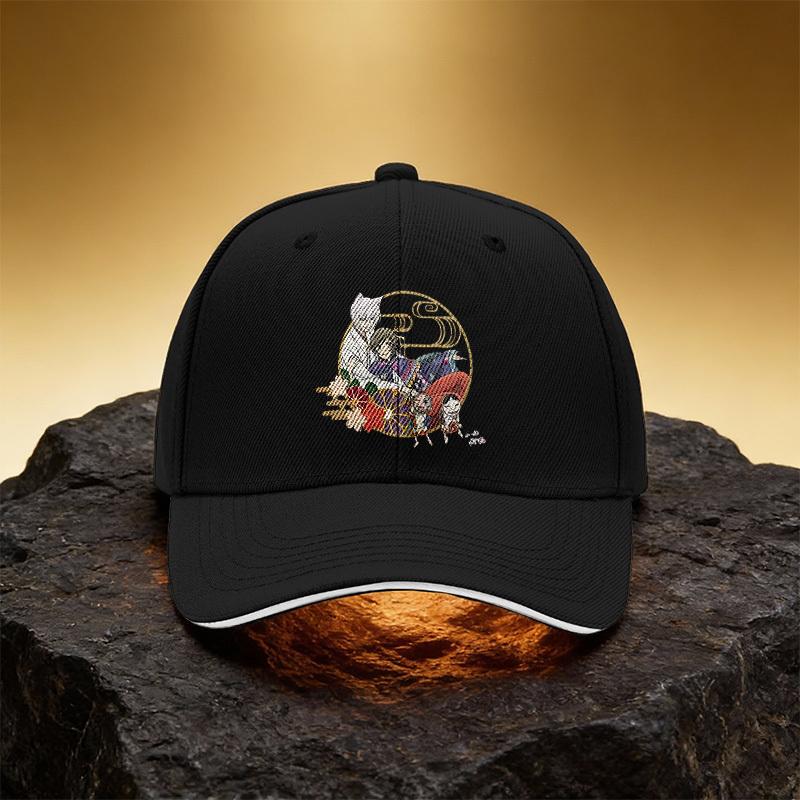 Floral and Japanese-Style Figure Illustration Hat, Unisex Printed Baseball Cap, Sandwich Brim Snapback Sports Cap, Suitable for